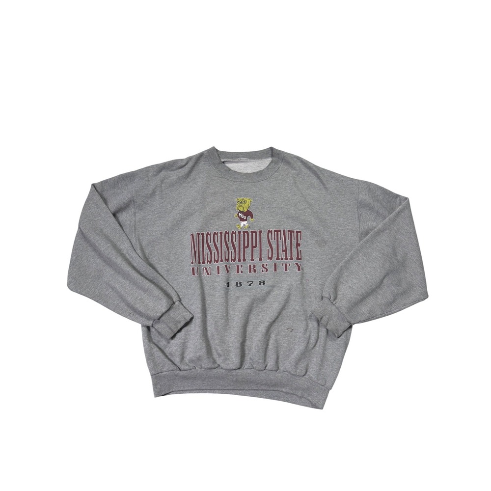 Vintage Mississippi State Bulldogs Sweatshirt Distressed Grunge L